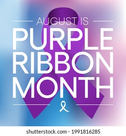 Purple ribbon awareness month is observed every year in August, reminding parents and caregivers about the dangers of leaving children unattended in hot vehicles. Vector illustration.