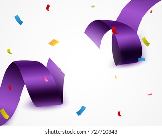 Purple Ribbon background with confetti