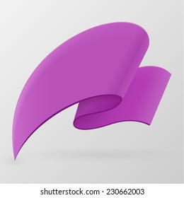 Purple ribbon banner. Design element. Isolated on a gray background. With Space For Text. Vector illustration.