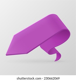 Purple ribbon banner. Design element. Isolated on a gray background. With Space For Text. Vector illustration.