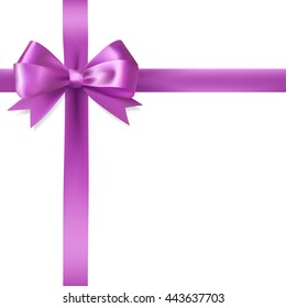 purple ribbon bow border on white background. vector design elements