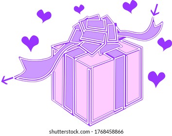purple ribbon box present gift maze with heart