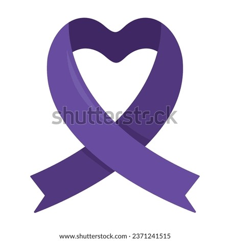 purple ribbon campaign heart isolated illustration