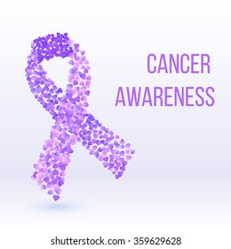 Purple ribbon - cancer awareness symbol, banner or poster template