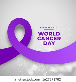 purple ribbon concept for world cancer day design