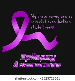 Purple ribbon. Epilepsy awareness poster design. 