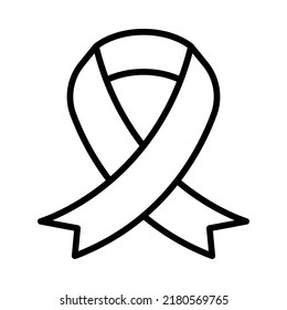 Purple Ribbon Icon. Line Art Style Design Isolated On White Background