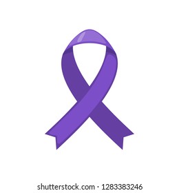 Purple ribbon Isolated on white background. The problem of epilepsy. Vector illustration.