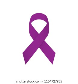 Purple ribbon on a white background. Testicular cancer. Vector illustration.