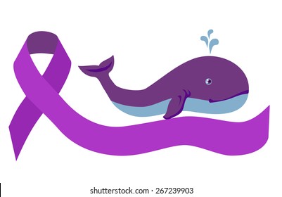Purple ribbon  orca whale awareness and protection