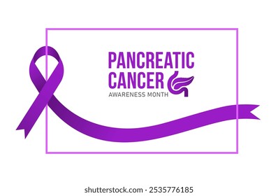 Purple Ribbon Pancreatic Cancer Awareness Design Template Pancreatic Cancer Awareness Horizontal Banner Design with Purple Ribbon and Space for Text Pancreatic Cancer Awareness Month november Vector 