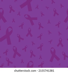Purple Ribbon pattern. Repeat. Symbol for Alzheimer's disease, lupus, animal abuse, Crohn's disease, cystic fibrosis, fibromyalgia, sarcoidosis awareness, thyroid cancer, ADD, and religious tolerance