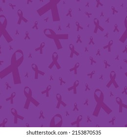 Purple Ribbon Seamless pattern. Symbol for Alzheimer's disease, lupus, animal abuse, Crohn's disease, cystic fibrosis, fibromyalgia, sarcoidosis awareness, thyroid cancer, ADD, and religious tolerance