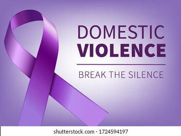 Purple ribbon - symbol of domestic violence, Speak out and break the silence.