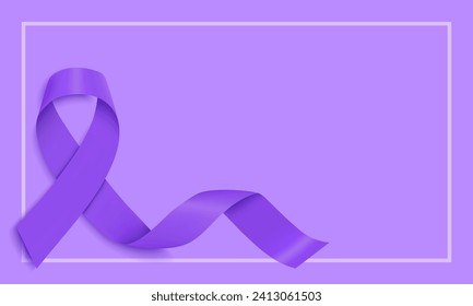 The purple ribbon is a symbol of general awareness about cancer, lupus, drug overdose, domestic violence, Alzheimer's disease and Hodgkin's disease.A place for the text.