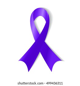 Purple ribbon , symbol of general cancer awareness, drug overdose, domestic violence, Alzheimer disease.  Illustration EPS10.