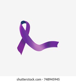 Purple ribbon - symbol of general cancer awareness, drug overdose, domestic violence, Alzheimer disease.