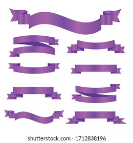 Purple ribbon symbolizing cancer survivors, gynecological cancer. Violet ribbon vector