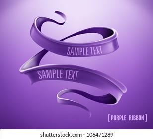 Purple ribbon. Vector