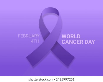 púrpura cinta día mundial contra el cáncer de mama prevención de la enfermedad afiche 4 febrero