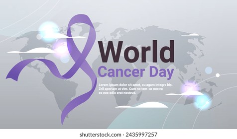 cinta púrpura día mundial del cáncer de mama prevención de la enfermedad cartel 4 febrero espacio de copia horizontal