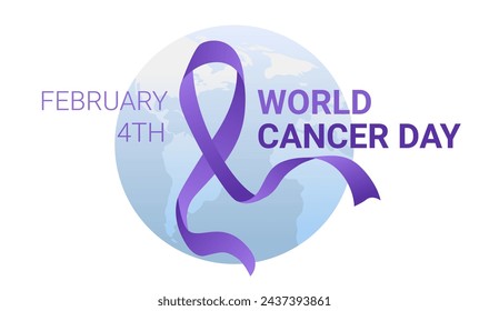 cinta púrpura día mundial del cáncer de mama cartel de prevención de la sensibilización sobre la enfermedad 4 febrero horizontal