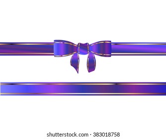  purple ribbons with bow on the white background