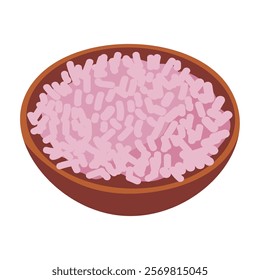 Purple rice in bowl, flat design vector illustration, purple rice clip art, isolated on white background