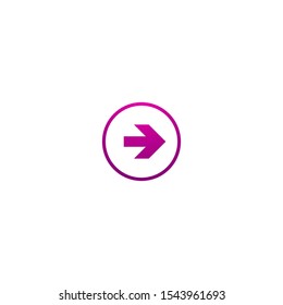 purple right arrow in circle. Flat icon isolated on white. Continue icon.  Next, enter sign. East arrow. Geometric style