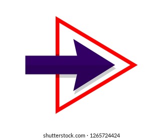 purple right direction arrow in the red triangle