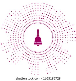 Purple Ringing bell icon isolated on white background. Alarm symbol, service bell, handbell sign, notification symbol. Abstract circle random dots. Vector Illustration