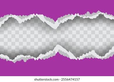 Purple Ripped Paper Background in Header and Footer Position for Flyer, Banner, Infographic, Website, Ads Banner or Etc. High Quality Background Vector Illustration