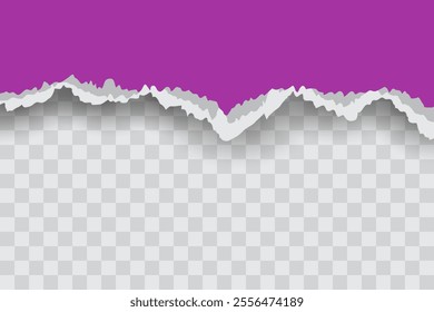 Purple Ripped Paper Background in Header Position for Flyer, Banner, Infographic, Website, Ads Banner or Etc. High Quality Background Vector Illustration