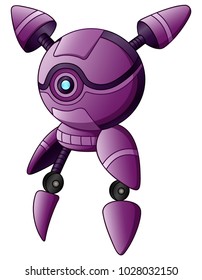 Purple robot character isolated on white background