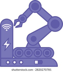 Purple Robot Docking Station Icon. Vector Illustration. The Device to Which an Autonomous Robot Returns for Battery Charging or Maintenance. Agrotechnology and Smart Farming Concept