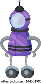 Purple robot feet with wheels. Vector illustration on white background.