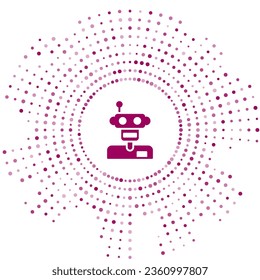 Purple Robot icon isolated on white background. Abstract circle random dots. Vector