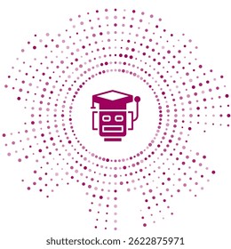Purple Robot icon isolated on white background. Artificial intelligence, machine learning, cloud computing. Abstract circle random dots. Vector