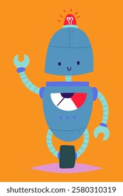 purple robot with light bulbs vector illustration