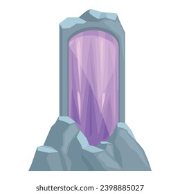 Purple rock portal game icon cartoon vector. Universe laser. Plasma pedestal