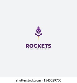 purple Rocket and golf logo designs modern sport