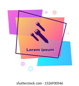 Purple Rocket icon isolated on white background. Color rectangle button. Vector Illustration