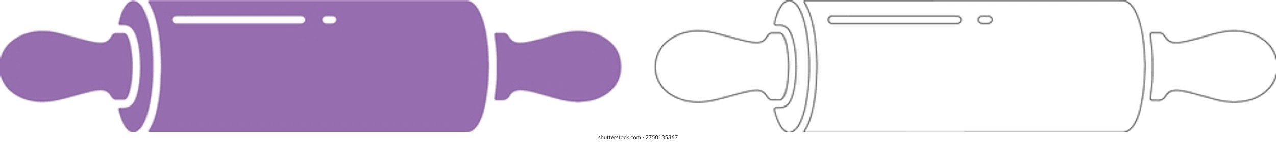Purple rolling pin silhouette next to outline rollingpin
