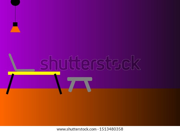 Purple Room Laptop Lamp Desk Chair Stock Vector Royalty Free