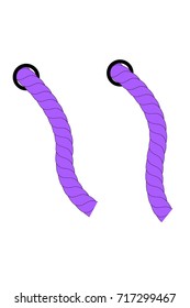 Purple Rope out from hole, Isolated on White

