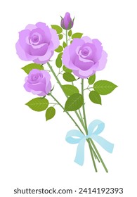 purple rose bouquet vector illustration