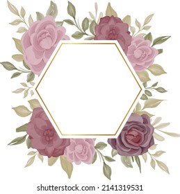 purple rose flower frame watercolor