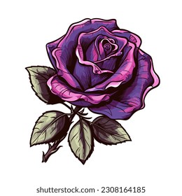 Purple Rose Flower Illustration Vector