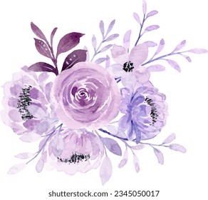 Flor de rosa morado color agua ramo para fondo, boda, tela, textil, saludo, tarjeta, papel pintado, banner, pegatina, decoración, etc.