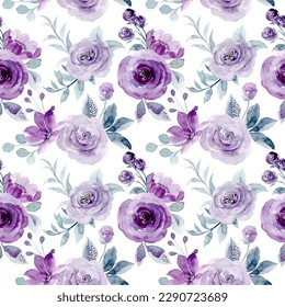 Purple rose flower watercolor pattern for background, fabric, textile, fashion, wallpaper, wedding, banner, sticker, decoration etc.